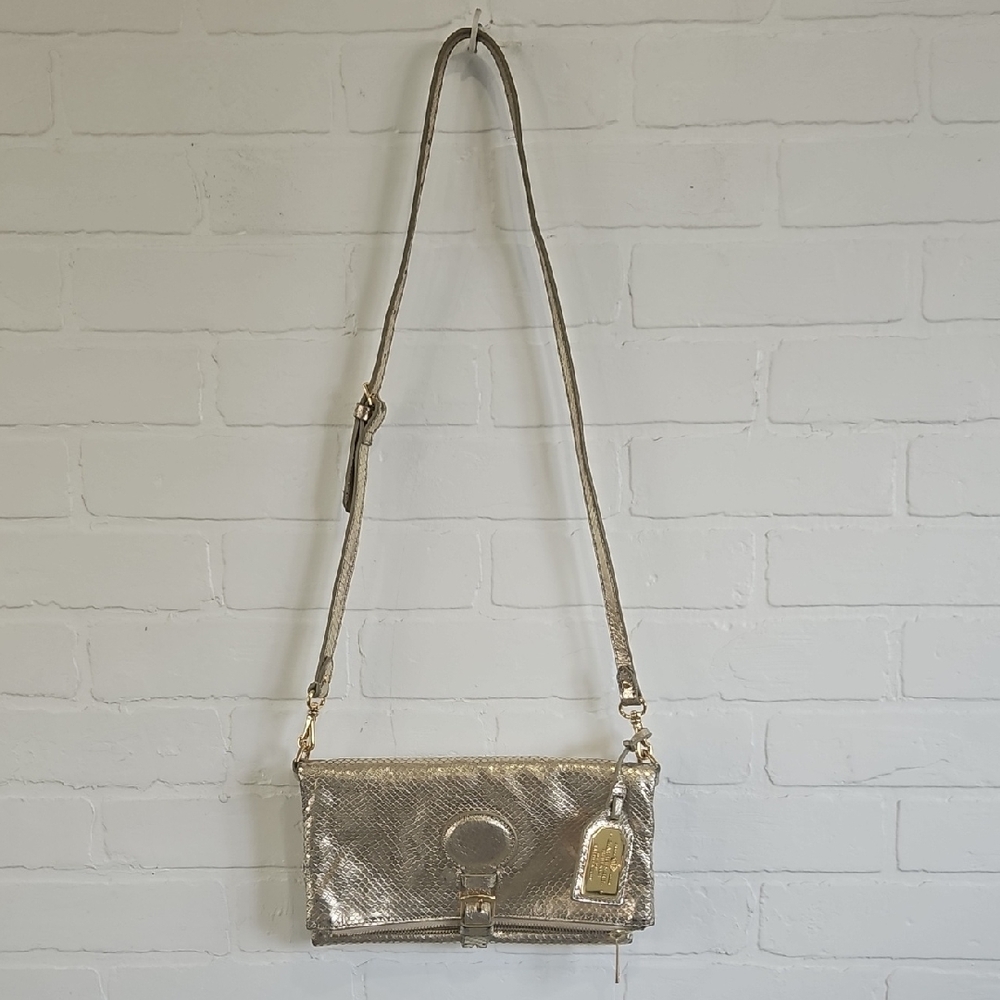 Lauren Ralph Lauren Gold Reptile Multiway Bag